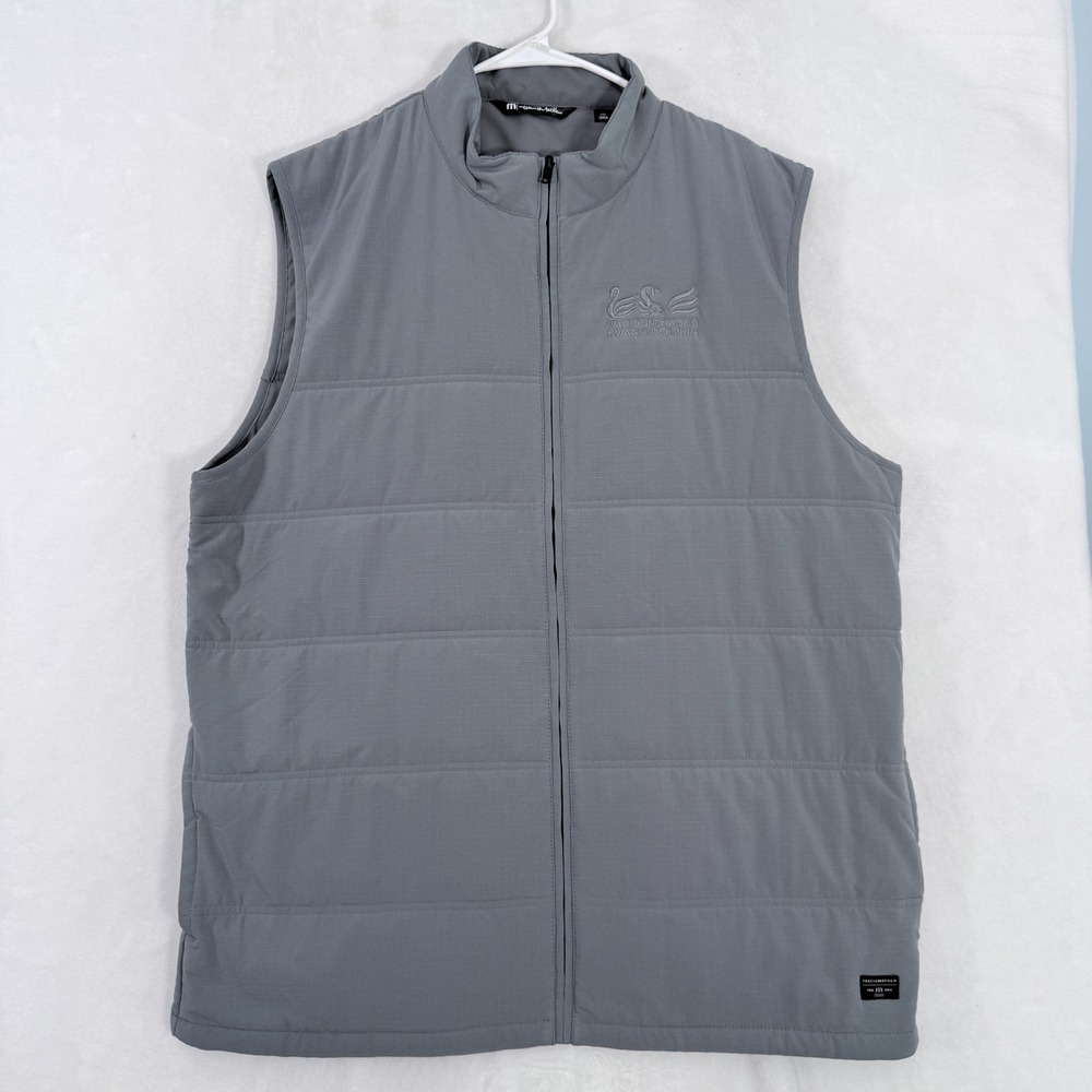 Travis Mathew Vest Mens 2XL Gray Full Zip Insuated Golf Performance Walt Disney